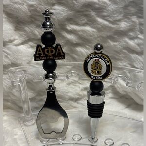 Alpha Phi Alpha Bottle Opener and Stopper Set - Black and Gold